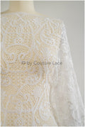 Abstrakter gehäkelt Spitzenstoff Off-White/ Boho Spitzenstoff/ Guipure Boho Brautspitze/ Boho Hochzeitskleid Stoffe/ Makramee Spitze// L20-384