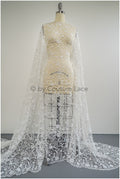 Romantischer gehäkelter Spitzenstoff/ Guipure Boho Brautspitze/ Boho Stoffe Off-White/ Makramee Spitze// L20-385