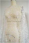 Romantischer gehäkelter Spitzenstoff/ Guipure Boho Brautspitze/ Boho Stoffe Off-White/ Makramee Spitze// L20-385