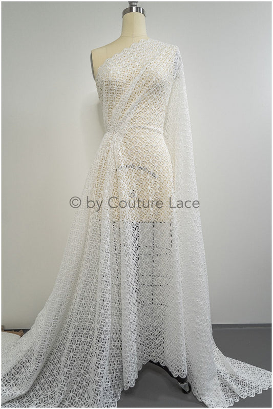 Geometric lace, crochet lace, boho lace fabric, soft French lace, macrame lace fabric, bridal lace fabric// L20-388