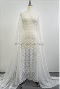 Crochet lace off-white/ Boho bridal lace fabric/ soft French lace/ Macrame lace fabric/ Bridal lace fabric// L20-386