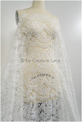 Boho bridal lace off-white/ crocheted lace/ macrame lace for wedding dress/ boho lace fabric// L20-393