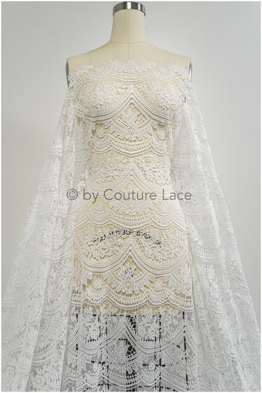 Boho Braut Spitze Off-White/ gehäkelte Spitze/ Makramee Spitze für Brautkleid/ Boho Spitzenstoff// L20-393