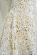 Florale Boho Spitze Off-White/ Gehäkelter Spitzenstoff/ Boho Spitze/ Makramee Spitzenstoff/ gestrickter Spitzenstoff mit Blumen// L20-390