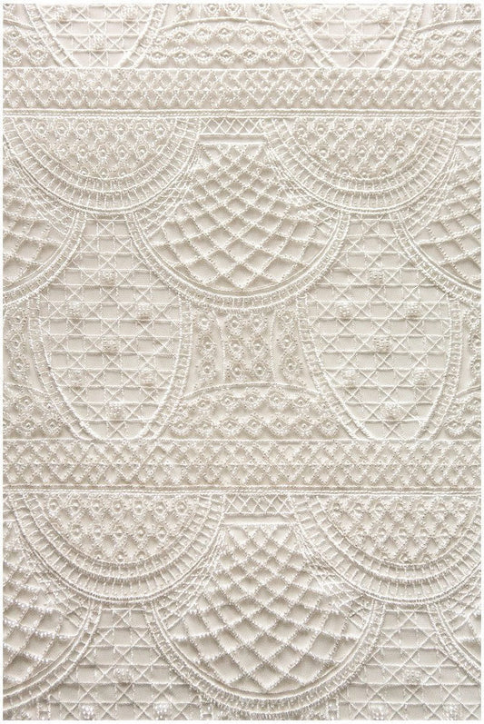 Schwerer Perlen Spitzenstoff für Brautkleider/ Französische Perlenspitze Off-White/ geometrischer Spitzenstoff/ Braut Perlenspitze// L17-079