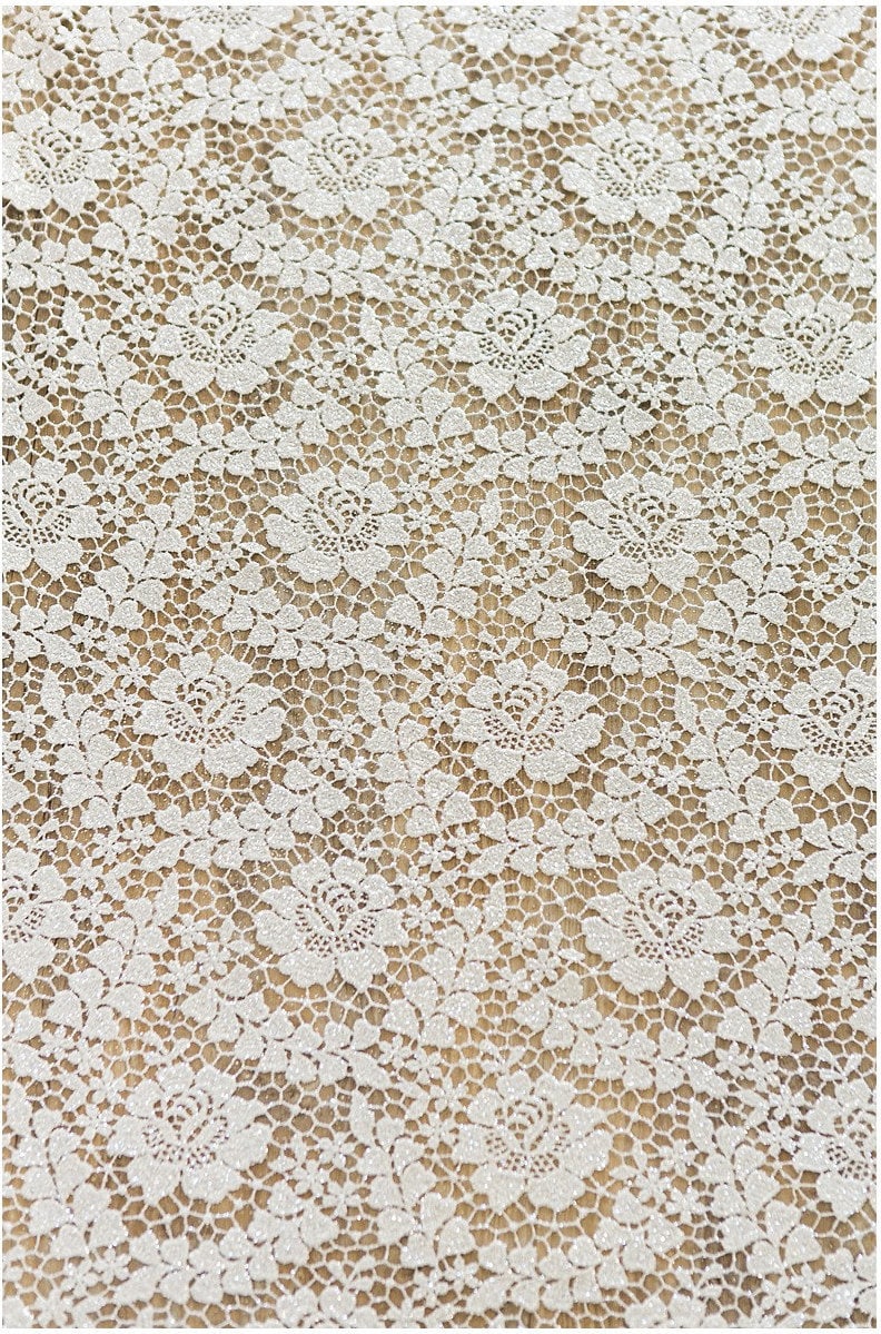 Guipure HAUTE COUTURE lace fabric with glitter finish/ wedding dress fabric/ crochet lace/ bridal lace// L17-090