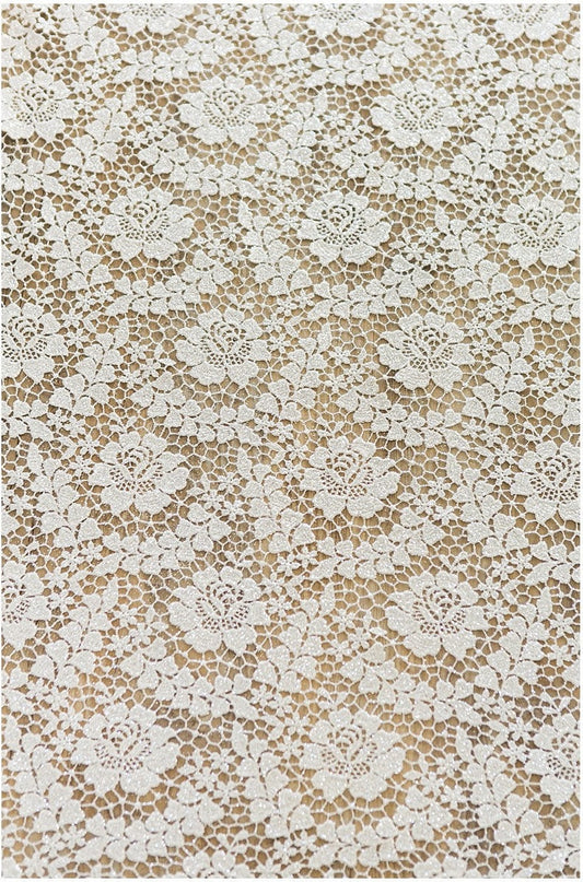Guipure HAUTE COUTURE Spitzenstoff mit Glitzer-Finish/ Brautkleid Stoff/ Häkelspitze/ Brautspitze// L17-090