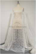 Artdeco Braut Spitzenstoff Off-White/ Pailletten Spitzenstoff für Brautkleider/ Pailletten Netzstoff// L20-333