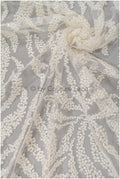 Beaded lace fabric ivory/ couture lace fabric with beads/ beaded crochet wedding lace/ bridal lace fabric with beads/ striped lace fabric// L20-346