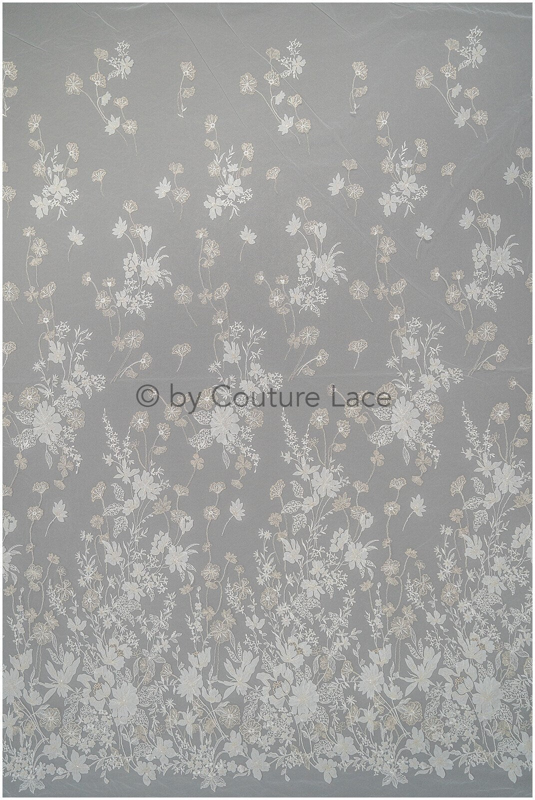 3D Blumen Spitzenstoff Off-White Silber/ Braut Spitzenstoff/ romantischer Blumen Spitzenstoff/ Hochzeit Spitzenstoff// L20-368