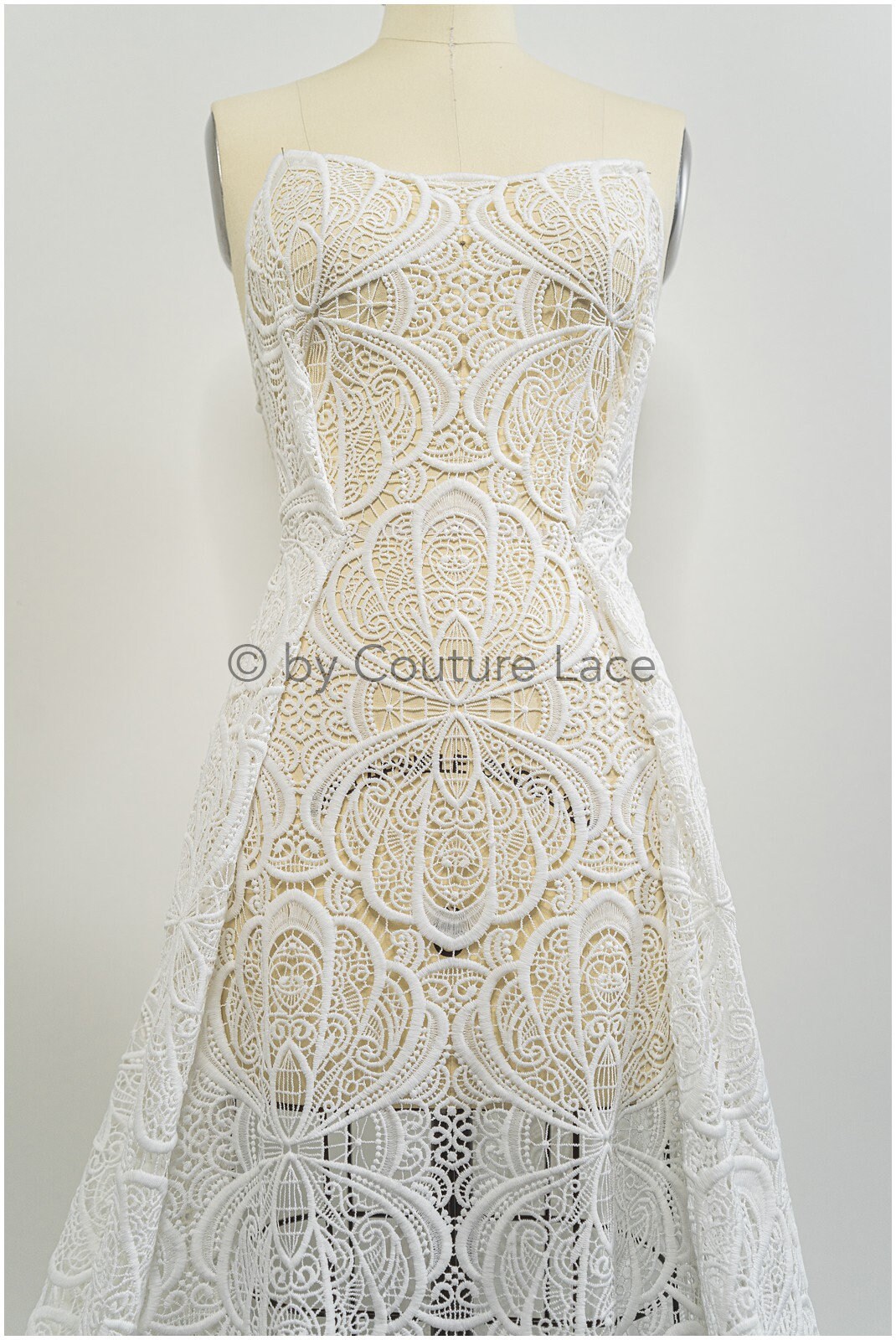 Guipure lace, crochet lace fabric, boho lace fabric, soft knitted lace fabric, macrame lace fabric// L20-387