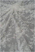 3D Blumen Spitzenstoff Off-White/ Braut Spitzenstoff/ romantischer Spitzenstoff mit 3D Blumen/ Hochzeit Spitzenstoff// L20-372
