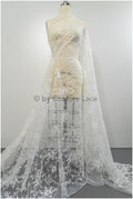 3D Blumen Spitzenstoff Off-White/ Braut Spitzenstoff/ romantischer Spitzenstoff mit 3D Blumen/ Hochzeit Spitzenstoff// L20-372