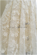 French 3D lace fabric off-white/ couture lace fabric with 3D flowers/ delicate bridal lace fabric/ bridal lace// L20-371