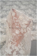 French 3D lace fabric off-white/ couture lace fabric with 3D flowers/ delicate bridal lace fabric/ bridal lace with flowers// L20-375