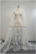 French 3D lace fabric off-white/ couture lace fabric with 3D flowers/ delicate bridal lace fabric/ bridal lace with flowers// L20-375