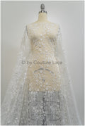 French 3D lace fabric off-white/ couture lace fabric with 3D flowers/ delicate bridal lace fabric/ bridal lace with flowers// L20-375