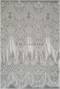 Fringed Boho Lace Fabric Off-White/ Lace Fabric with Fringes/ Boho Bridal Lace Fabric/ Bridal Lace with Flowers// L20-376