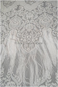 Fringed Boho Lace Fabric Off-White/ Lace Fabric with Fringes/ Boho Bridal Lace Fabric/ Bridal Lace with Flowers// L20-376