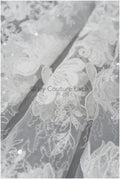 Floral lace fabric off-white/ floral lace with sequins/ floral lace/ romantic bridal lace// L20-367
