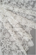Florale Boho Spitze Off-White/ Gehäkelter Spitzenstoff/ Boho Spitze/ Makramee Spitzenstoff/ gestrickter Spitzenstoff mit Blumen// L20-390