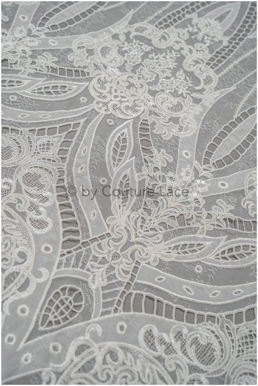 Tissu de dentelle en mousseline de soie de luxe/ dentelle de mariée au crochet blanc cassé/ dentelle de mariée boho// L20-370