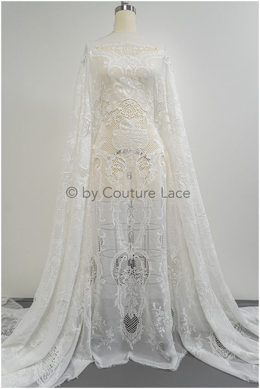 Crochet lace fabric, boho lace fabric, guipure boho bridal lace, chiffon lace fabric, vintage bridal lace, macrame lace// L20-392