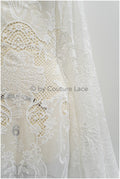 Crochet lace fabric, boho lace fabric, guipure boho bridal lace, chiffon lace fabric, vintage bridal lace, macrame lace// L20-392