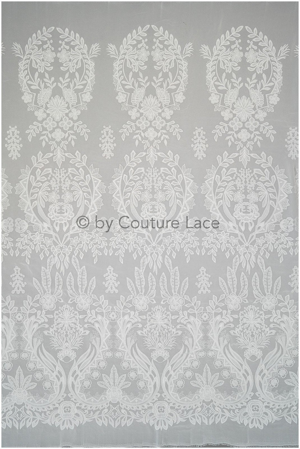 embroidered bridal lace fabric on chiffon base, chiffon wedding dress lace embroidery// L20-394