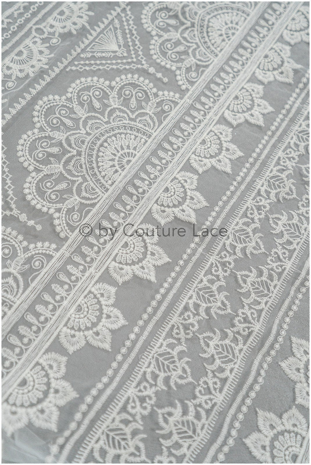 Boho striped pattern lace fabric/ bridal lace fabric off-white/ boho wedding dress lace/ bridal lace/ vintage bridal lace// L20-395