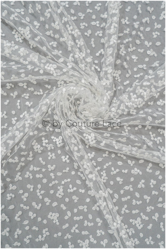 Braut Spitze Stoff mit Polka Dot/ Braut Spitze Off-White/ Braut Dot Spitze/ Brautspitze mit Punkten// L20-397