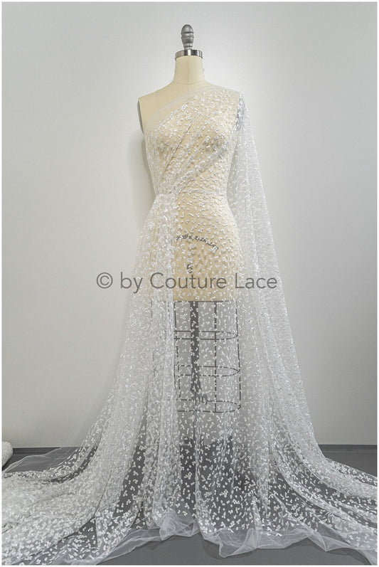 Braut Spitze Stoff mit Polka Dot/ Braut Spitze Off-White/ Braut Dot Spitze/ Brautspitze mit Punkten// L20-397