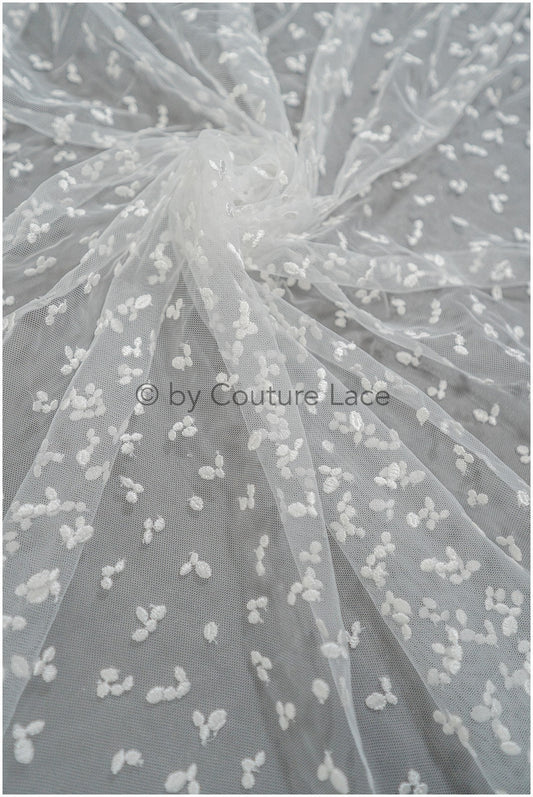 Braut Spitze Stoff mit Polka Dot/ Reis Maserung Spitze/ Brautspitze Off-White/ Braut Spitze mit Punkten// L20-398