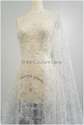 Blumen Spitzenstoff mit Pailletten, Braut spitzenstoff mit kleinen Blumen, Brautblumen spitze, floraler Spitzenstoff für Hochzeitskleid// L20-400