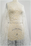Beautiful pearl lace fabric with small leaves/ Couture lace fabric off-white/ Bridal lace with branches &amp; leaves// L20-401
