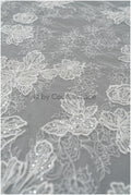 Beautiful pearl lace fabric off-white/ Couture lace fabric with pearls &amp; sequins/ Bridal lace// L20-402
