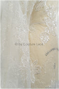 Beautiful pearl lace fabric off-white/ Couture lace fabric with pearls &amp; sequins/ Bridal lace// L20-402
