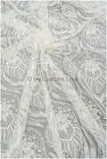 Boho peacock lace fabric off-white/ bridal lace fabric with sequins/ boho bridal lace/ vintage bridal lace/ floral lace// L20-405