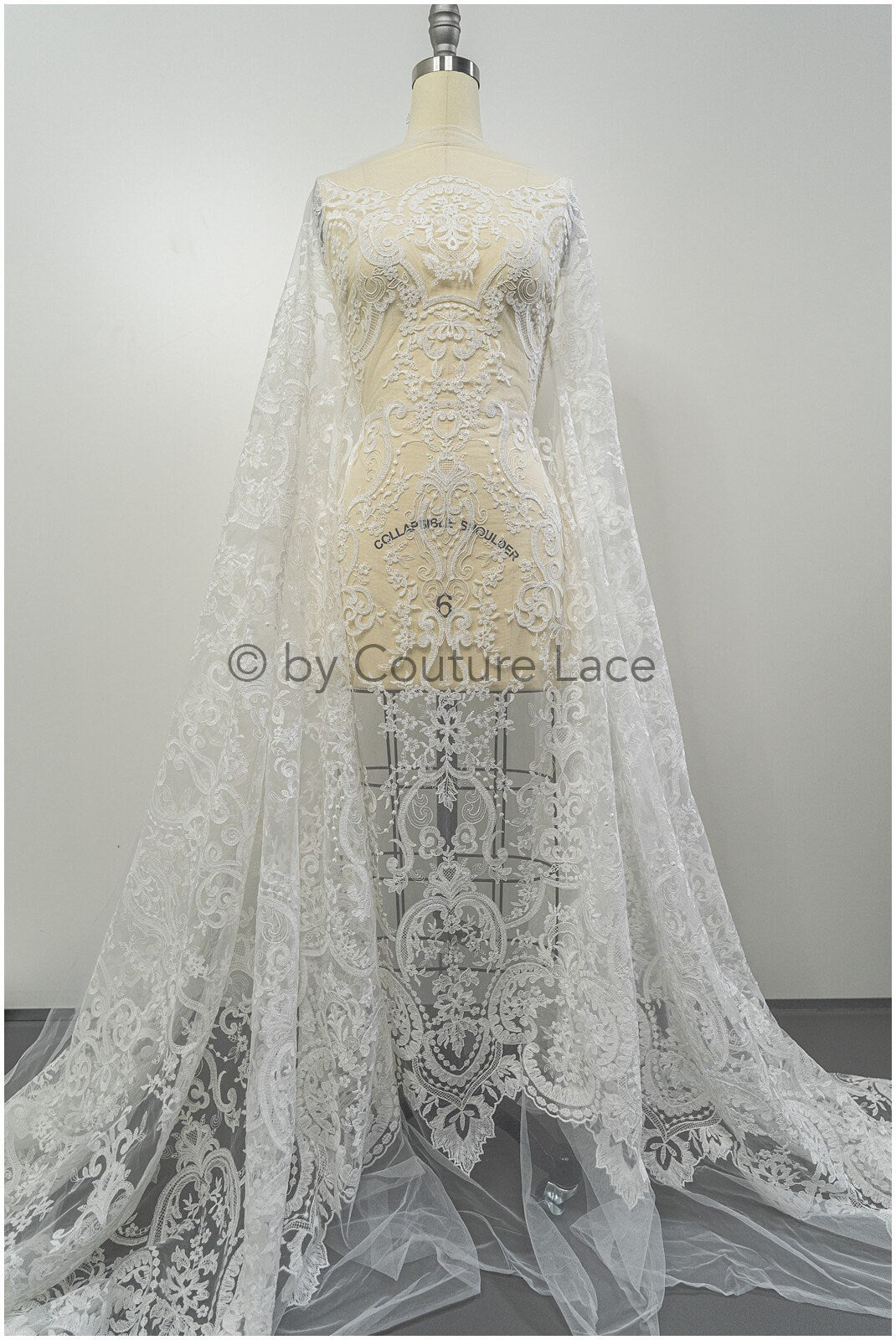 Filigree embroidered lace fabric, cotton bridal lace, boho bridal lace, vintage bridal lace, floral cotton lace fabric// L20-042N