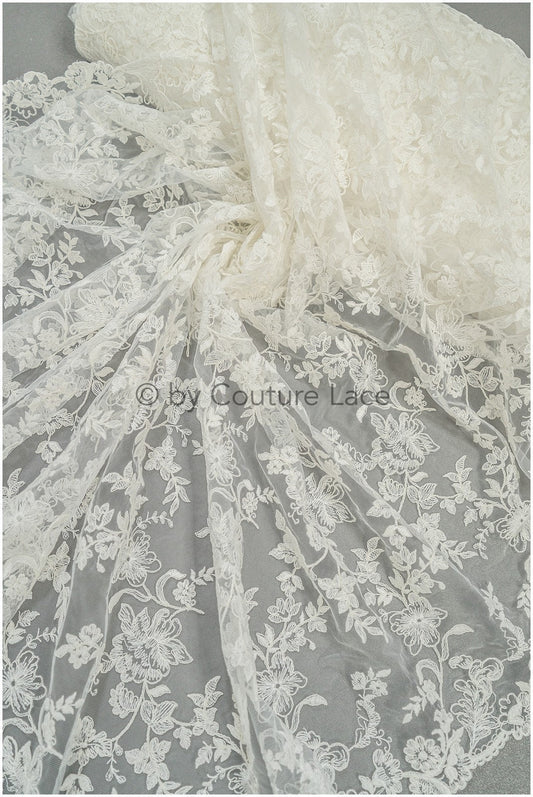 Romantischer Braut Spitzenstoff Off-White/ Braut Spitzenstoff/ Blumenspitze für Brautkleider/ Brautspitze// L20-007NC