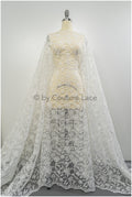 Romantischer Braut Spitzenstoff Off-White/ Blumen Spitzenstoff/ Blumenspitze/ Brautspitze Stoff// L20-070C