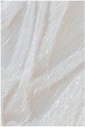 Paillettenspitze Off-White/ Braut Spitze mit Pailletten/ Spitzenstoff mit Wellenmuster// L17-139