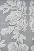 Wunderschöner Perlen Spitzenstoff Off-White/ Hochzeitsspitze floral/ Braut Spitzenstoff/ Perlen Blumen Spitzenstoff// L20-347