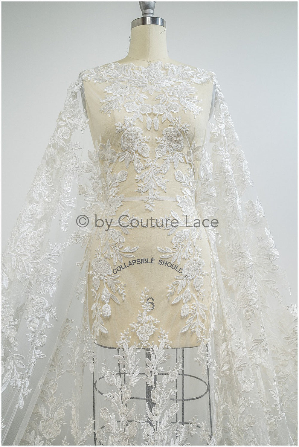 Wunderschöner Perlen Spitzenstoff Off-White/ Hochzeitsspitze floral/ Braut Spitzenstoff/ Perlen Blumen Spitzenstoff// L20-347