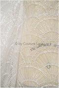Artdeco Braut Spitzenstoff Off-White/ Pailletten Spitzenstoff für Brautkleider/ Pailletten Netzstoff// L20-333