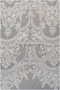 Embellished Patterned Lace Fabric Off-White/ Sequins Lace Fabric for Wedding Dresses/ Lace Fabric with Flowers &amp; Leaves// L20-339