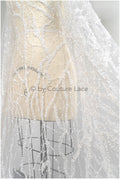 Handperlen Blume Brautspitze Off-White/ Couture Spitzenstoff/ schwere Perlen Hochzeit Spitze/ Designer Couture Spitze/ handgemachte Spitze// L20-355