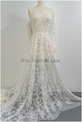 French 3D lace fabric off-white/ couture lace fabric with 3D flowers/ delicate bridal lace fabric/ bridal lace// L20-371