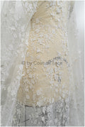 French 3D lace fabric off-white/ couture lace fabric with 3D flowers/ delicate bridal lace fabric/ bridal lace with flowers// L20-375