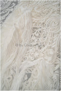Fringed Boho Lace Fabric Off-White/ Lace Fabric with Fringes/ Boho Bridal Lace Fabric/ Bridal Lace with Flowers// L20-376